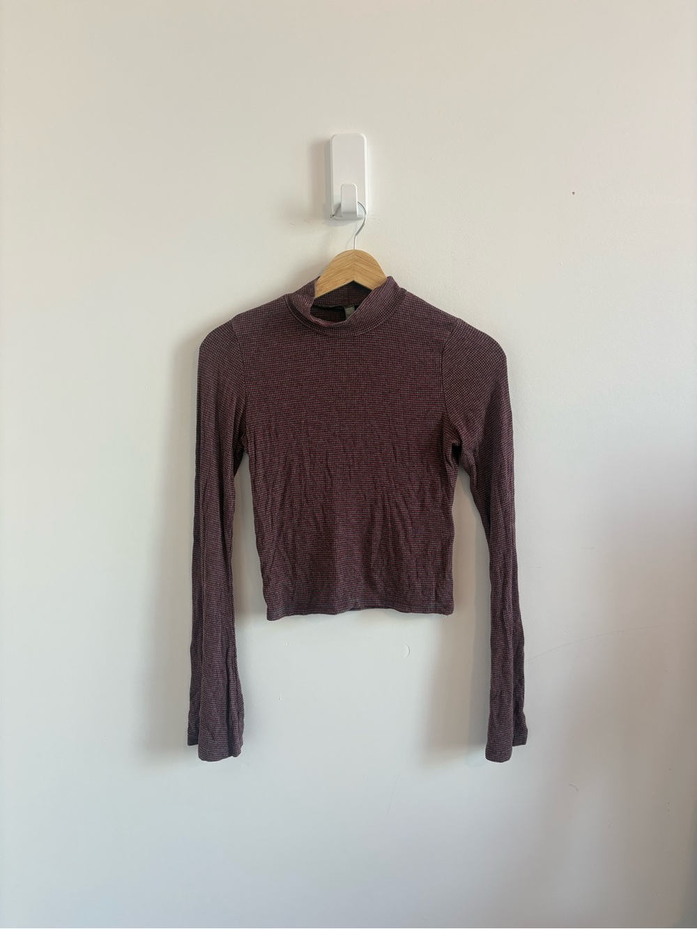 Long Sleeve Mock Neck Ribbed Top - Plum